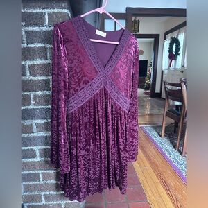 Altar'd State Burgundy Long Sleeve Dress